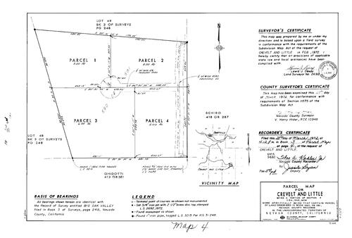 Click to see Parcel Map Book 3, pg. 4 (1972) of Nevada County Recorders Parcel Maps Book 3