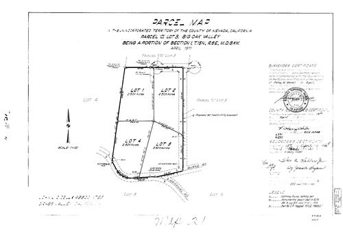 Click to see Parcel Map Book 3, pg. 21 (1972) of Nevada County Recorders Parcel Maps Book 3