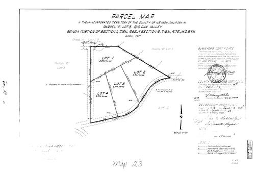 Click to see Parcel Map Book 3, pg. 23 (1972) of Nevada County Recorders Parcel Maps Book 3