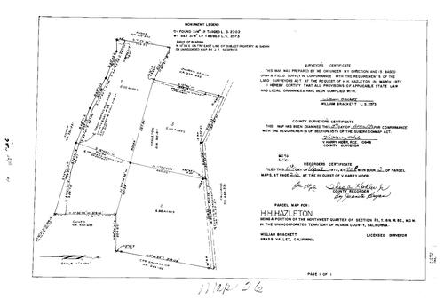 Click to see Parcel Map Book 3, pg. 26 (1972) of Nevada County Recorders Parcel Maps Book 3
