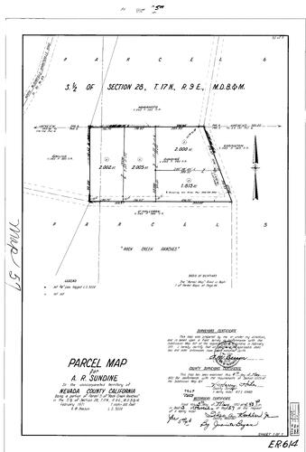 Click to see Parcel Map Book 3, pg. 57 (1972) of Nevada County Recorders Parcel Maps Book 3