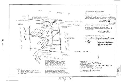 Click to see Parcel Map Book 3, pg. 61 (1972) of Nevada County Recorders Parcel Maps Book 3