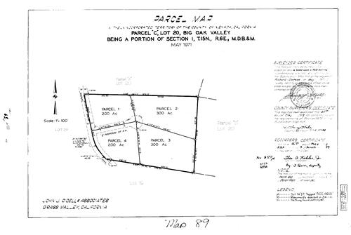 Click to see Parcel Map Book 3, pg. 89 (1972) of Nevada County Recorders Parcel Maps Book 3
