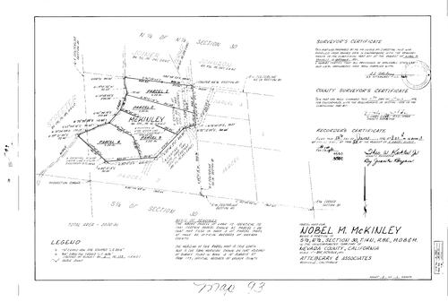 Click to see Parcel Map Book 3, pg. 93 (1972) of Nevada County Recorders Parcel Maps Book 3