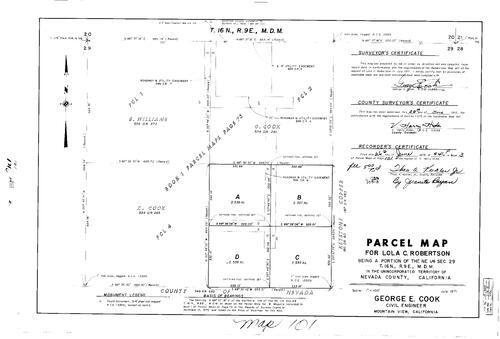 Click to see Parcel Map Book 3, pg. 101 (1972) of Nevada County Recorders Parcel Maps Book 3