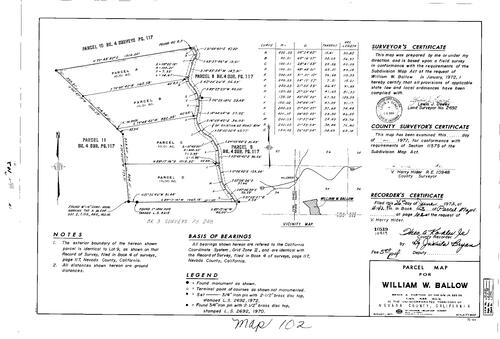 Click to see Parcel Map Book 3, pg. 102 (1972) of Nevada County Recorders Parcel Maps Book 3
