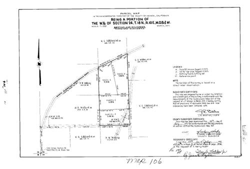 Click to see Parcel Map Book 3, pg. 106 (1972) of Nevada County Recorders Parcel Maps Book 3