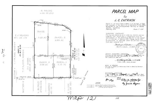 Click to see Parcel Map Book 3, pg. 121 (1972) of Nevada County Recorders Parcel Maps Book 3