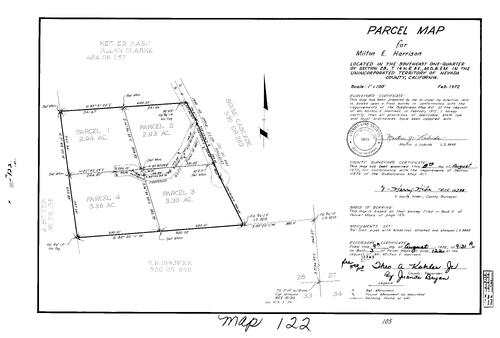 Click to see Parcel Map Book 3, pg. 122 (1972) of Nevada County Recorders Parcel Maps Book 3