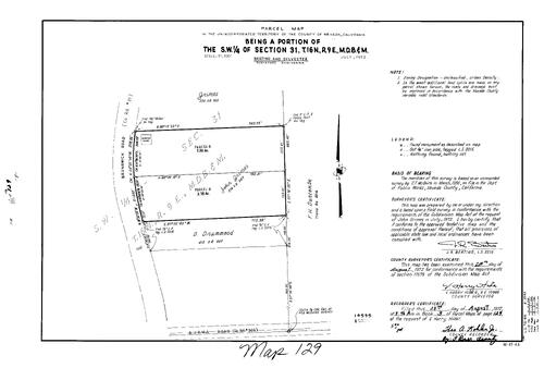 Click to see Parcel Map Book 3, pg. 129 (1972) of Nevada County Recorders Parcel Maps Book 3