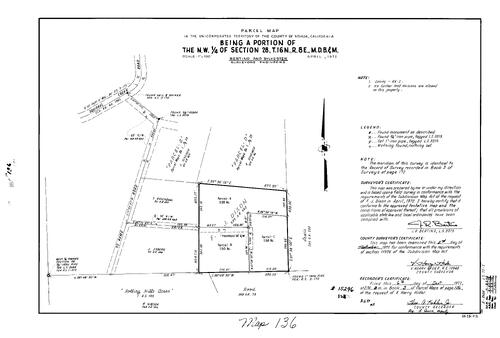 Click to see Parcel Map Book 3, pg. 136 (1972) of Nevada County Recorders Parcel Maps Book 3