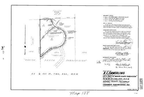 Click to see Parcel Map Book 3, pg. 138 (1972) of Nevada County Recorders Parcel Maps Book 3