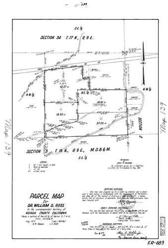 Click to see Parcel Map Book 3, pg. 139 (1972) of Nevada County Recorders Parcel Maps Book 3