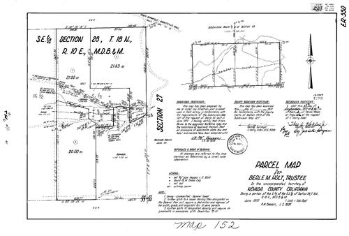 Click to see Parcel Map Book 3, pg. 152 (1972) of Nevada County Recorders Parcel Maps Book 3