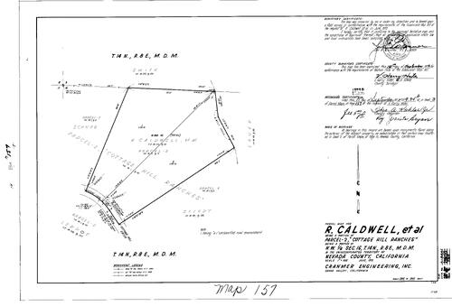 Click to see Parcel Map Book 3, pg. 157 (1972) of Nevada County Recorders Parcel Maps Book 3