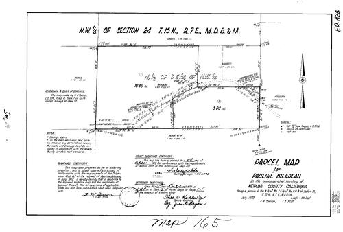 Click to see Parcel Map Book 3, pg. 165 (1972) of Nevada County Recorders Parcel Maps Book 3