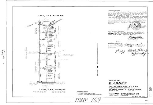 Click to see Parcel Map Book 3, pg. 169 (1972) of Nevada County Recorders Parcel Maps Book 3