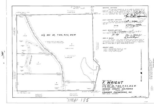 Click to see Parcel Map Book 3, pg. 185 (1972) of Nevada County Recorders Parcel Maps Book 3