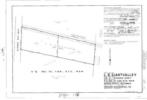 Click to see Parcel Map Book 3, pg. 186 (1972) of Nevada County Recorders Parcel Maps Book 3