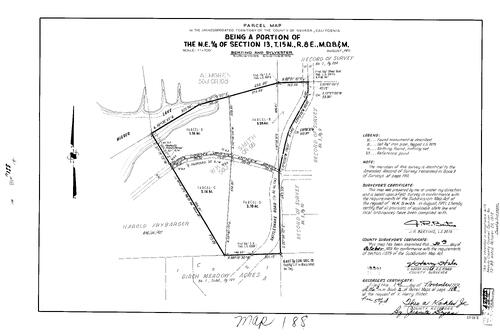 Click to see Parcel Map Book 3, pg. 188 (1972) of Nevada County Recorders Parcel Maps Book 3