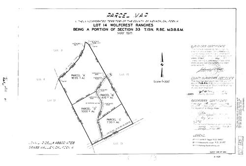 Click to see Parcel Map Book 3, pg. 193 (1972) of Nevada County Recorders Parcel Maps Book 3