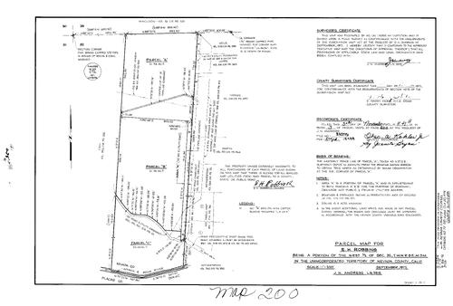 Click to see Parcel Map Book 3, pg. 200 (1972) of Nevada County Recorders Parcel Maps Book 3