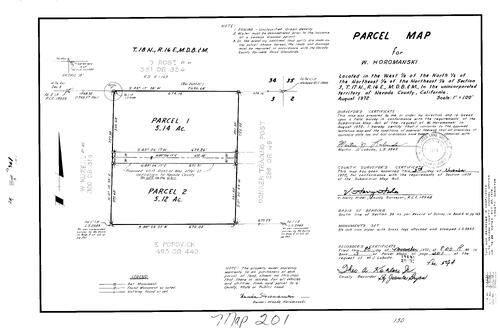 Click to see Parcel Map Book 3, pg. 201 (1972) of Nevada County Recorders Parcel Maps Book 3