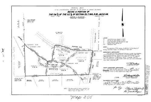 Click to see Parcel Map Book 3, pg. 205 (1972) of Nevada County Recorders Parcel Maps Book 3