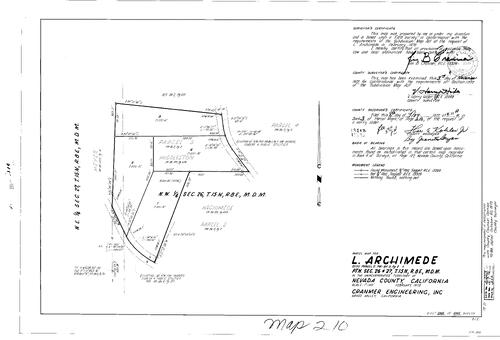 Click to see Parcel Map Book 3, pg. 210 (1972) of Nevada County Recorders Parcel Maps Book 3