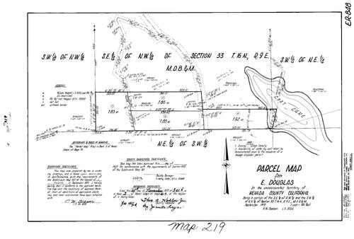 Click to see Parcel Map Book 3, pg. 219 (1972) of Nevada County Recorders Parcel Maps Book 3