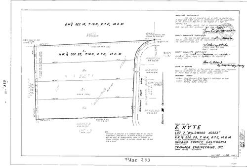 Click to see Parcel Map Book 3, pg. 233 (1972) of Nevada County Recorders Parcel Maps Book 3