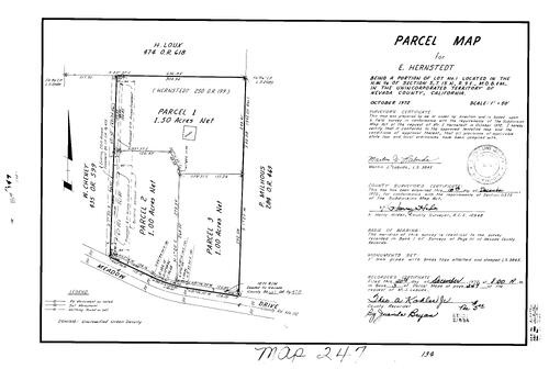 Click to see Parcel Map Book 3, pg. 247 (1972) of Nevada County Recorders Parcel Maps Book 3