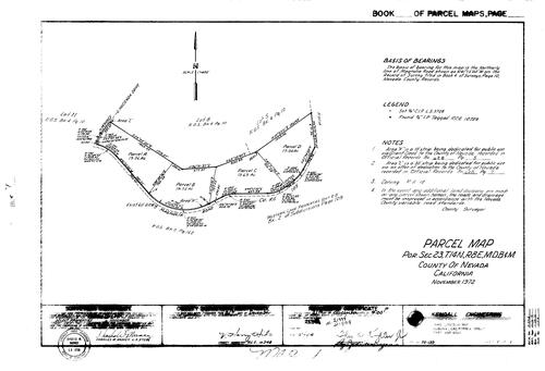 Click to see Parcel Map Book 4, pg. 1 (1972) of Nevada County Recorders Parcel Maps Book 4
