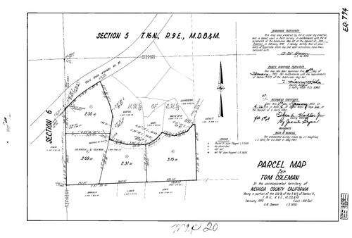 Click to see Parcel Map Book 4, pg. 20 (1973) of Nevada County Recorders Parcel Maps Book 4