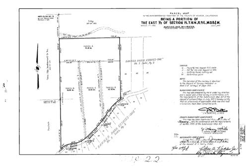 Click to see Parcel Map Book 4, pg. 22 (1973) of Nevada County Recorders Parcel Maps Book 4