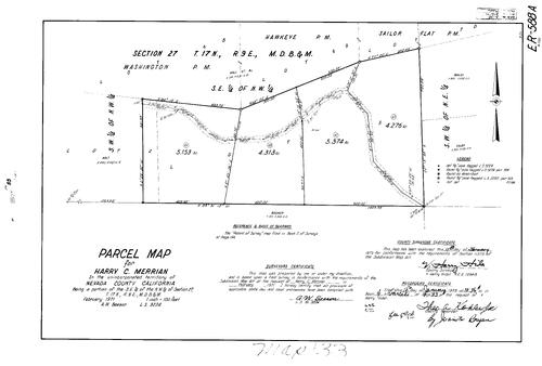 Click to see Parcel Map Book 4, pg. 33 (1973) of Nevada County Recorders Parcel Maps Book 4