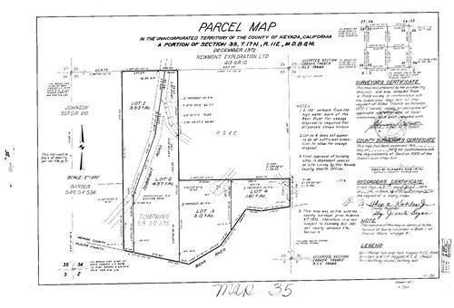 Click to see Parcel Map Book 4, pg. 35 (1973) of Nevada County Recorders Parcel Maps Book 4