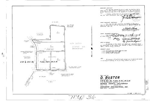 Click to see Parcel Map Book 4, pg. 36 (1973) of Nevada County Recorders Parcel Maps Book 4