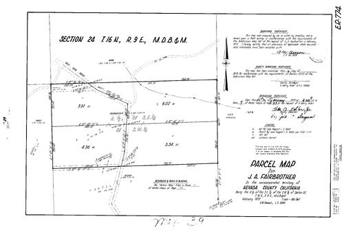 Click to see Parcel Map Book 4, pg. 39 (1973) of Nevada County Recorders Parcel Maps Book 4