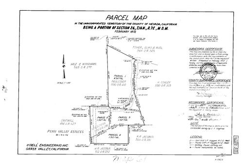 Click to see Parcel Map Book 4, pg. 61 (1973) of Nevada County Recorders Parcel Maps Book 4
