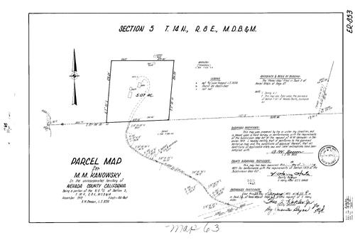 Click to see Parcel Map Book 4, pg. 63 (1973) of Nevada County Recorders Parcel Maps Book 4