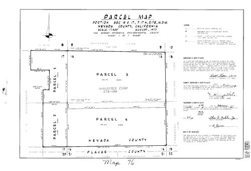 Click to see Parcel Maps Book 4, pg. 76 (1973) of Nevada County Recorders Parcel Maps Book 4