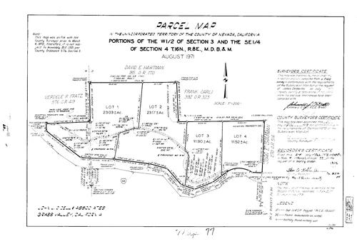 Click to see Parcel Maps Book 4, pg. 77 (1973) of Nevada County Recorders Parcel Maps Book 4