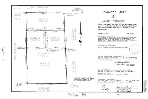 Click to see Parcel Maps Book 4, pg. 96 (1973) of Nevada County Recorders Parcel Maps Book 4