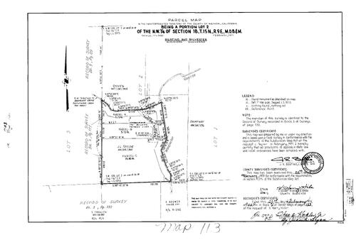 Click to see Parcel Maps Book 4, pg. 113 (1973) of Nevada County Recorders Parcel Maps Book 4