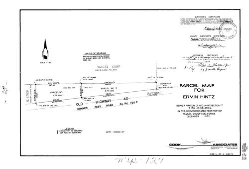 Click to see Parcel Maps Book 4, pg. 127 (1973) of Nevada County Recorders Parcel Maps Book 4