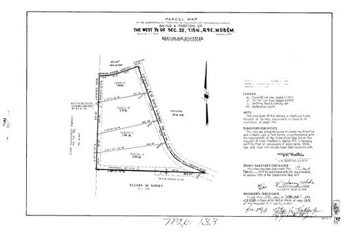 Click to see Parcel Maps Book 4, pg. 133 (1973) of Nevada County Recorders Parcel Maps Book 4