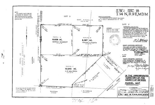 Click to see Parcel Map Book 4, pg. 169 (1973) of Nevada County Recorders Parcel Maps Book 4