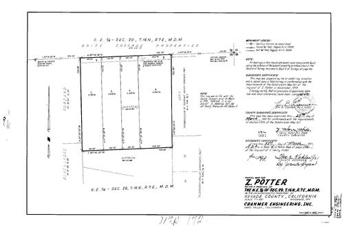 Click to see Parcel Map Book 4, pg. 172 (1973) of Nevada County Recorders Parcel Maps Book 4