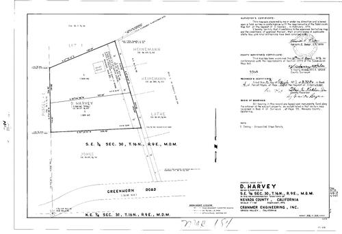 Click to see Parcel Map Book 4, pg. 184 (1973) of Nevada County Recorders Parcel Maps Book 4
